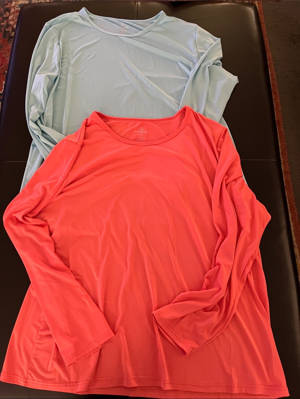 PLUS Women’s 2X Long Sleeve Performance Tops- Coral and Light Blue